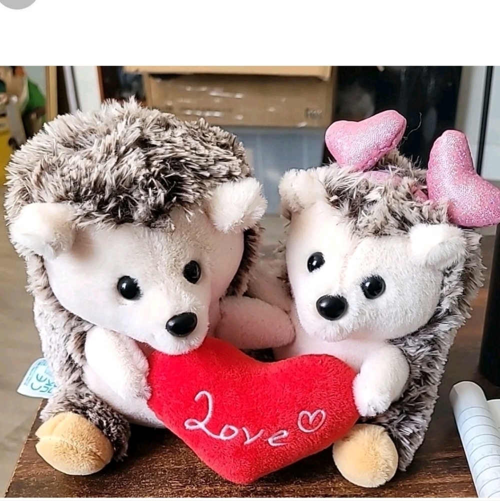 IKASA Hedgehog Stuffed Animal Plush Toy Holding Heart Love
